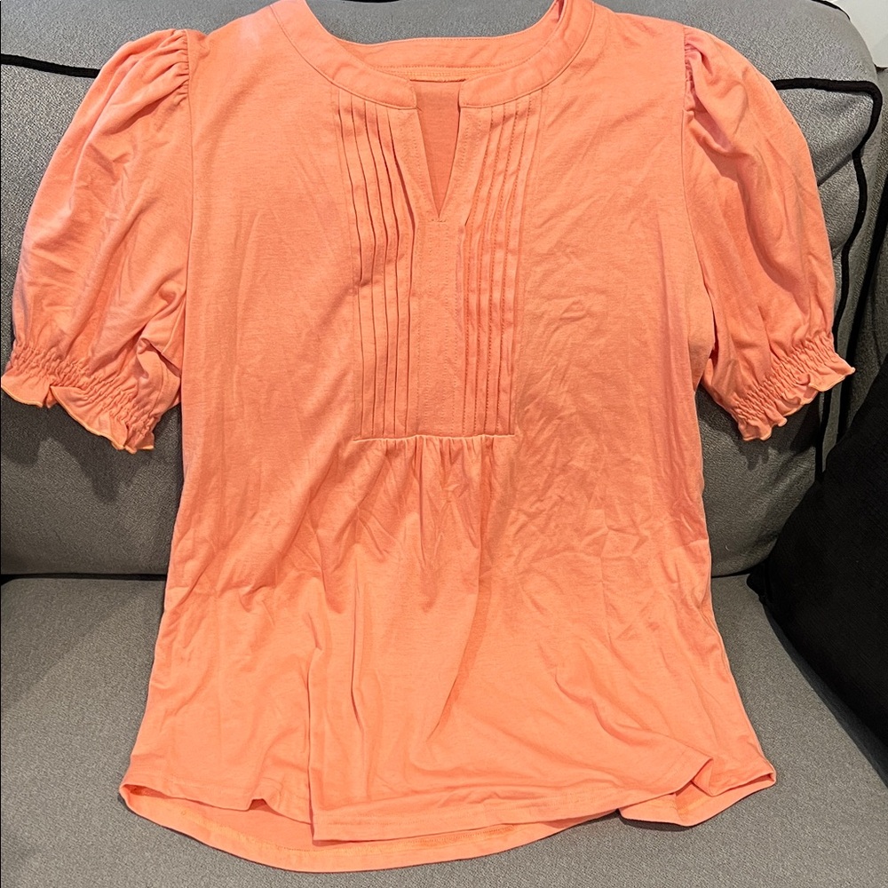 Peach Puff Sleeve Women's Top